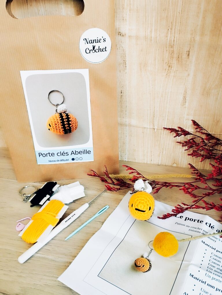 Kit crochet débutant porte clés abeille