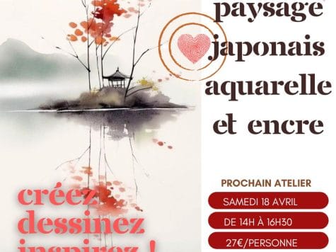 Paysage japonais à l&rsquo;aquarelle et à l&rsquo;encre