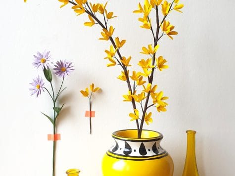 KIT DIY 2 branches de FORSYTHIA en papier népalais