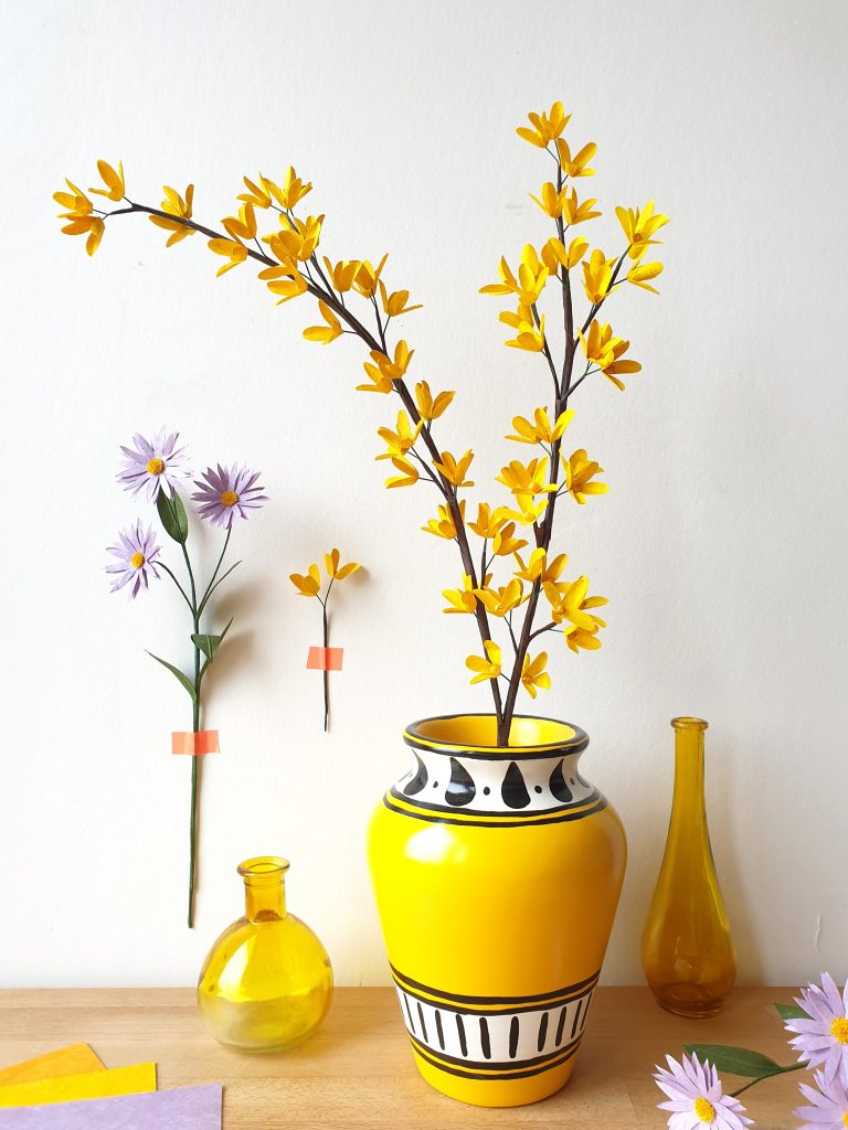 KIT DIY 2 branches de FORSYTHIA en papier népalais