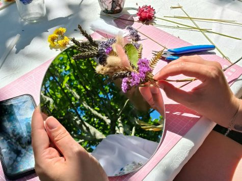 Atelier miroir en fleurs séchées