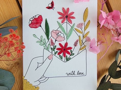 Carte à broder – L’enveloppe fleurie