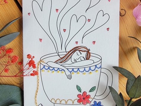 Carte à broder – La tisane