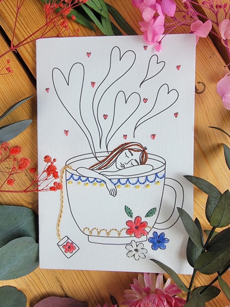 Carte à broder – La tisane