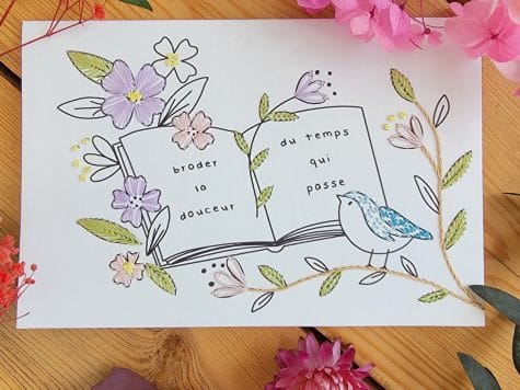 Carte à broder – Broder la douceur du temps qui passe