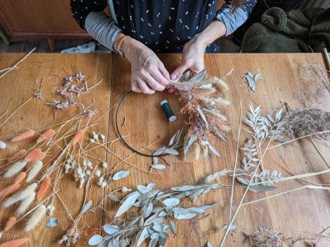 Atelier couronne de fleurs séchées