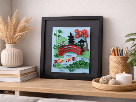 Kit DIY creation en quilling  Japon Jardin japonais