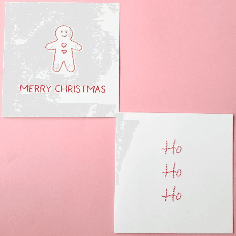 Pack 2 Cartes à broder Gingerbread man et Ho Ho Ho