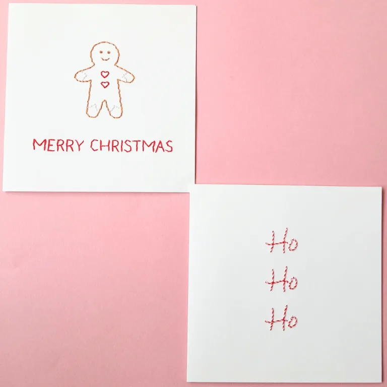 Pack 2 Cartes à broder Gingerbread man et Ho Ho Ho