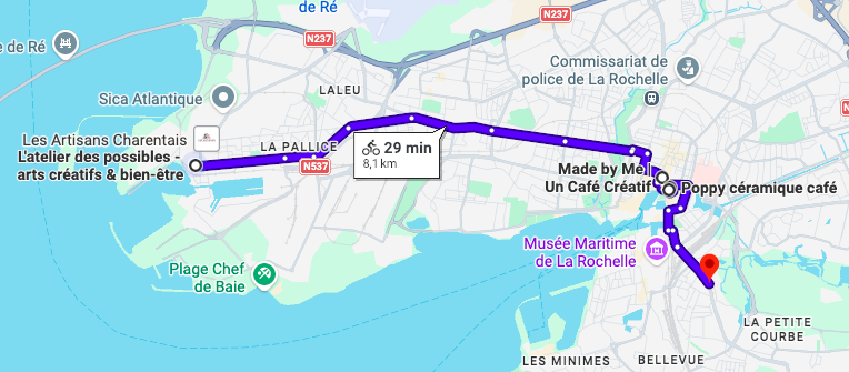 Itinéraire balade en vélo la Rochelle
