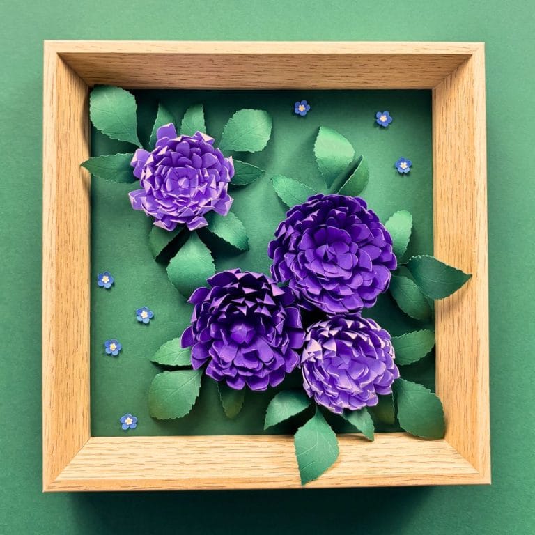 Kit paper art cadre fleuri – Eclosion de dahlias
