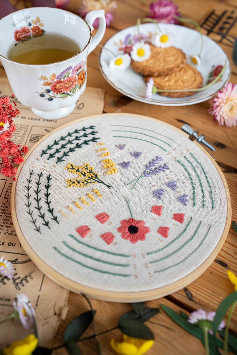 Kit broderie fleurs « L’apprenti fleuriste » – Tome 1