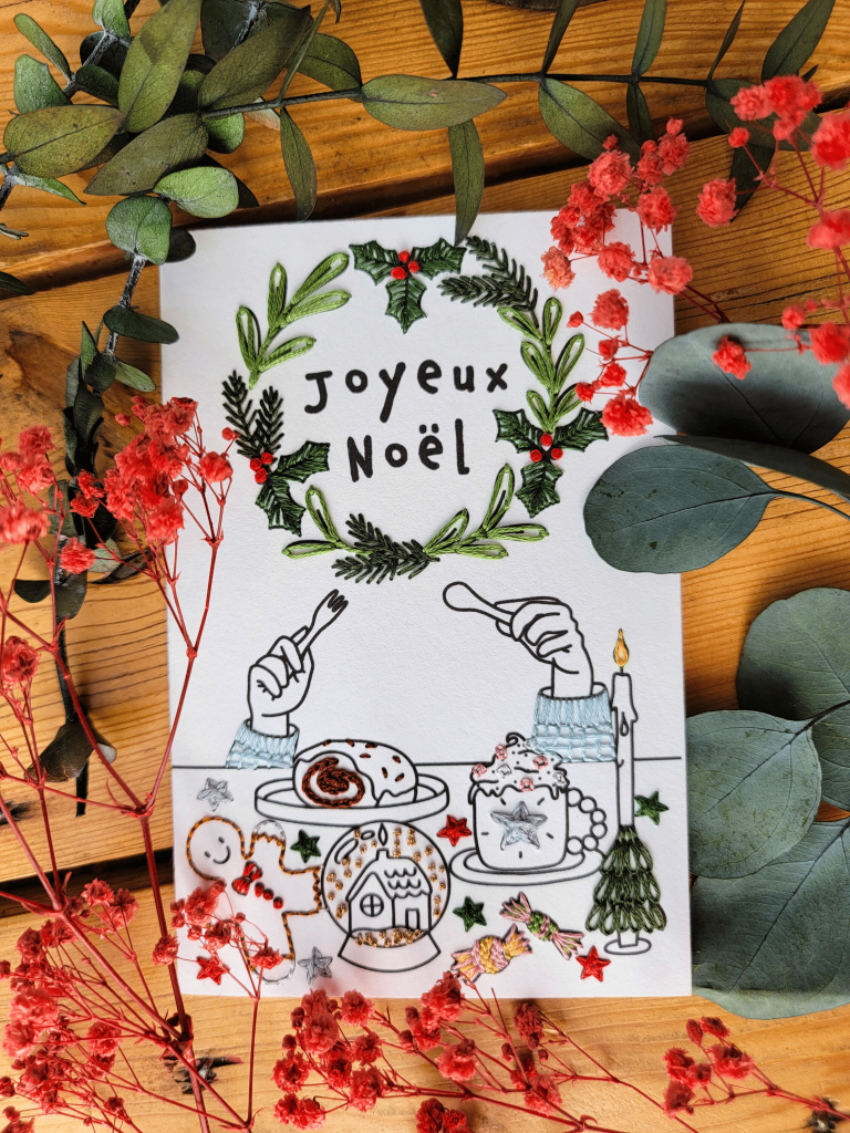 Carte à broder Noël – Goûter de Noël