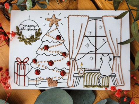 Carte à broder Noël – Noël à la maison